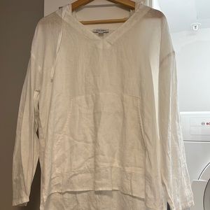 Linen Hooded Coverup Pullover